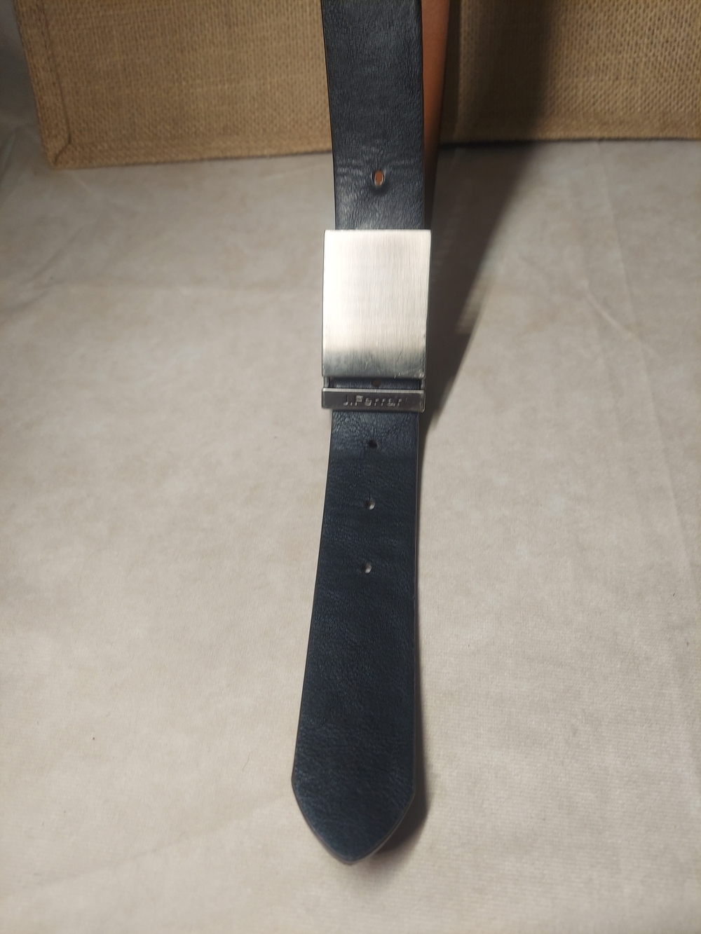 J. Ferrar Men's Black Faux Leather Belt - Size L (38-40) - Plaque Buckle